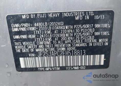 2014 Subaru Forester 2.5I Touring из США, поврежденный, VIN JF2SJAPC2EH518813